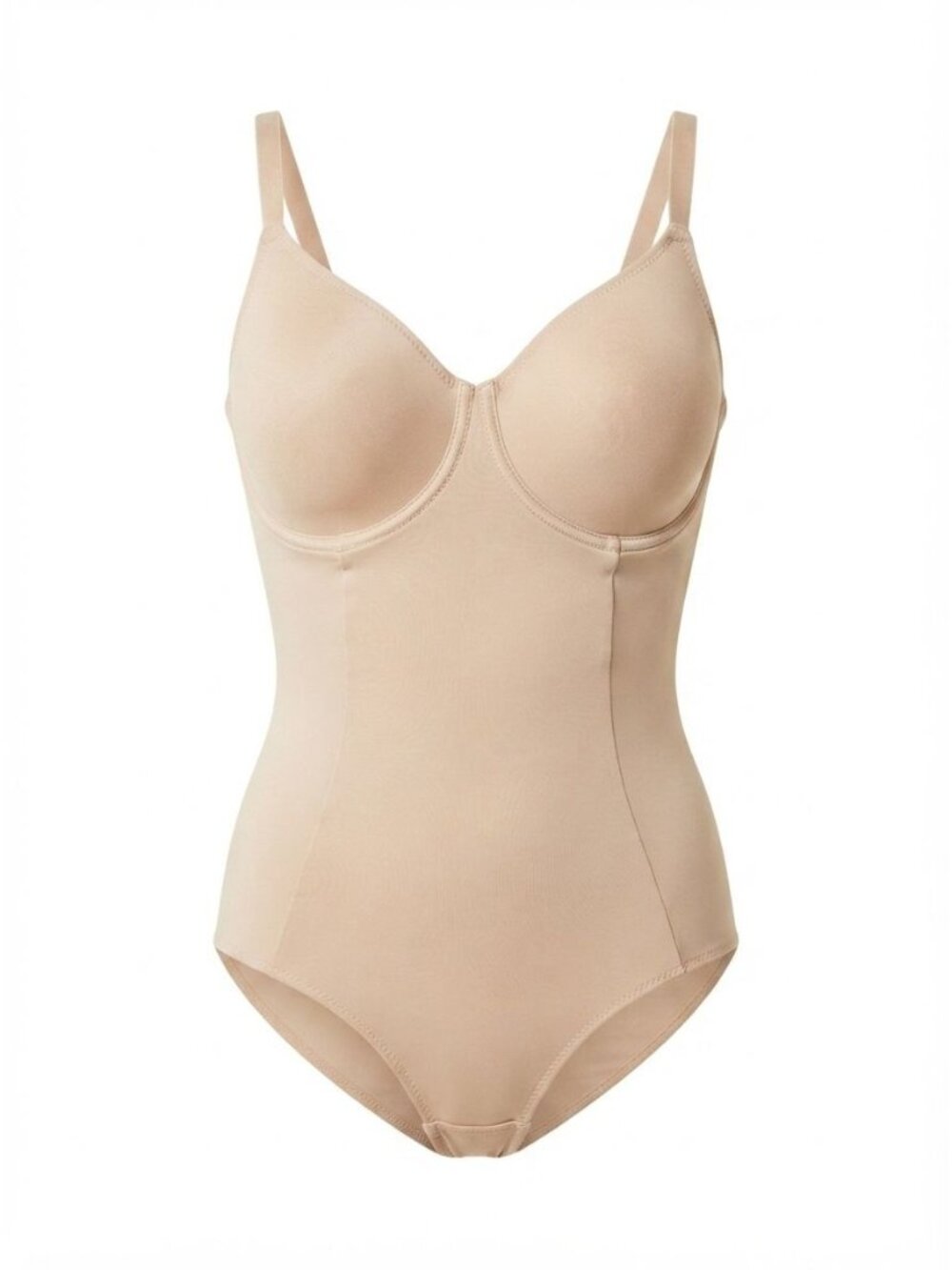 Miraclesuit Sexy Sheer Shaping Bodysuit Padded Cup Sz 38DD Sand 2763 Slimming